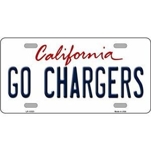 NFL Go Chargers License Plate Metal Auto Sign  San Diego New Retro Football